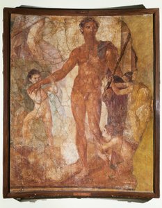Italië, Campania, Ercolano basiliek, Theseus doodt de Minotaurus (fresco)