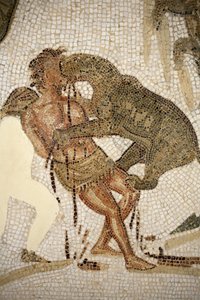 Mozaïek die de marteling van een veroordeelde illustreert door Roman