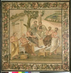 Plato in gesprek met zijn leerlingen, uit het huis van T. Siminius. Pompeii (mozaïek)