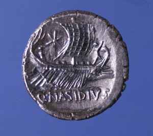 Voorstelling van een galei. Pompeius de Grote (Gneo Pompeo Magno of Gnaeus Pompeius Magnus) door Roman