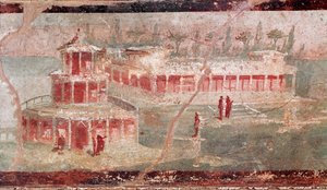 Rivierlandschap met portiek (detail)