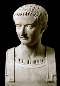 Romeinse kunst: buste van marmer van Tiberius (Tiberio Claudio Nerone, 42 v.Chr.-37 n.Chr.), Romeinse keizer - Van Ercolano (Herculaneum) 1e eeuw n.Chr. - Napels, Museo Archeologico Nazionale