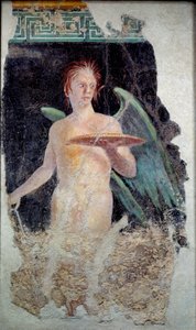 Romeinse kunst: fresco van de gevleugelde geest uit Pompeii door Roman