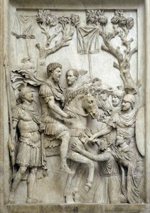 Romeinse keizer Marcus Aurelius vergeeft de verslagen vijanden, ca. 176-180 door Roman