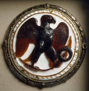Romeinse kunst: camee met adelaar en keizerlijke symbolen uit de tijd van keizer Augustus