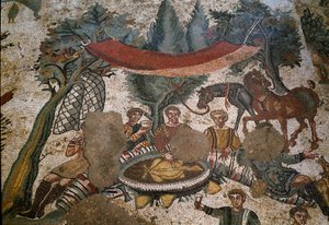 Romeinse kunst: detail van het mozaïek 