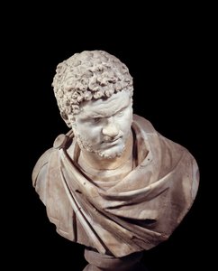 Romeinse kunst: marmeren buste van Caracalla (188-217), keizer van 211 tot 217 na Christus. 0,52 m Parijs, Musée du Louvre door Roman