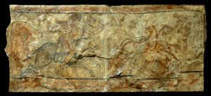 Romeinse kunst: muurschildering van een boogschutter die de sleutelbloem jaagt