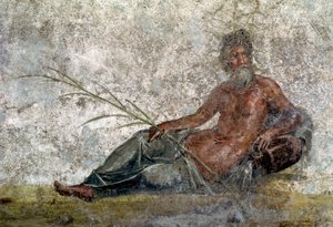 Romeinse kunst: voorstelling van de god Rivier. (detail) door Roman