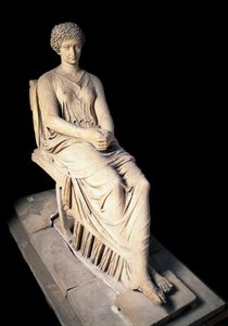 Romeinse kunst: standbeeld van Agrippina de Oudere (14 v.Chr.-33), vrouw van Germanicus. Marmeren sculptuur. 1e eeuw n.Chr. Nationaal Archeologisch Museum, Napels door Roman