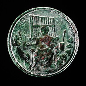 Romeinse munt met afbeelding van een orgel door Roman