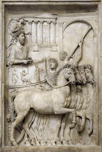 Romeinse keizer Marcus Aurelius op zijn triomfwagen, 2e eeuw