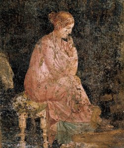 Zittende vrouw, detail van fresco uit Pompeii door Roman