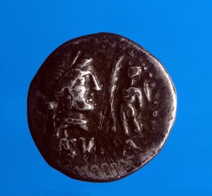 Zilveren munt met de beeltenis van de Romeinse politicus Lucius Cornelius Sulla (Silla of Sylla) (138-68 v.Chr.) geslagen in 87 v.Chr.