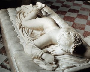 Slapende Hermafrodiet (marmeren sculptuur, 2e eeuw v.Chr.) door Roman