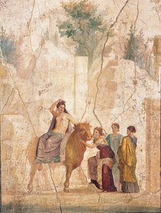 De verkrachting van Europa, 1e helft 1e eeuw na Christus door Roman Pompeian wall painting.