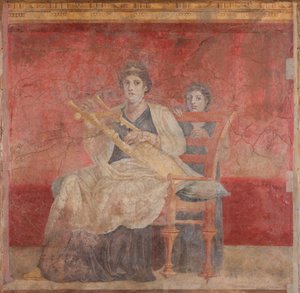 Zittende vrouw die een kithara speelt, ca. 50-40 v.Chr.