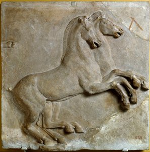 Bige (twee-wielige Romeinse tank getrokken door twee paarden) (reliëf) door Roman Roman