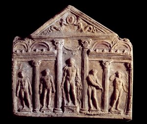 Decoratieve terracotta plaat genaamd Campana