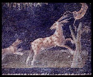 Detail van muurmozaïeken van het nymphaeum van de casa di Nettuno e Anfitrite