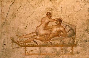 Erotisch fresco uit het cubiculum van het Huis van Vettii, Pompeii (UNESCO Werelderfgoedlijst)