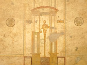 Fresco met kariatide, uit Huis van de Geliefden, Pompeii, Campania, Romeinse beschaving door Roman Roman