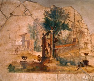 Fresco met landschap, uit Villa van Agrippa Postumus, Pompeii (UNESCO Werelderfgoedlijst)