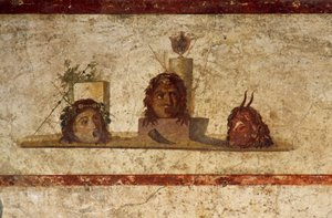 Fresco met drie hoofden, Huis van Caius Julius Polybius, Pompeii (UNESCO Werelderfgoedlijst)