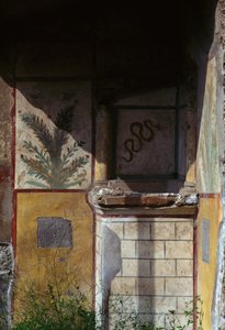Glimp van een huis in Via di Castricio, Pompeii (UNESCO Werelderfgoedlijst)