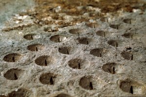 Model dat het beleg en de slag bij Alesia in september 52 v.Chr. door Julius Caesar weergeeft, die de nederlaag van Vercingetorix zag. Detail dat het verdedigingssysteem gebouwd door Caesar, de "Wolf Gules", voorstelt. Rome, Museo della Civilta Romana