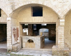 Resten van de Romeinse baden in Ostia