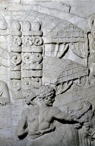 Romeins kampement. Mal van 1862 die de bas-reliëfs van de zuil van Trajanus reproduceert in Rome, gebouwd tijdens het bewind van keizer Trajanus (53-117). De Trajanus-zuil herdenkt de overwinning campagnes van de keizer. door Roman Roman