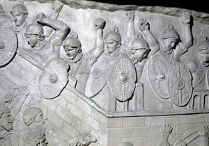 Romeinse kunst: Romeinse soldaten in verdediging van een vesting door Roman Roman