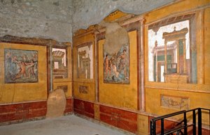 Romeinse kunst: uitzicht op de gele kamer van het Huis van de broers Vettii