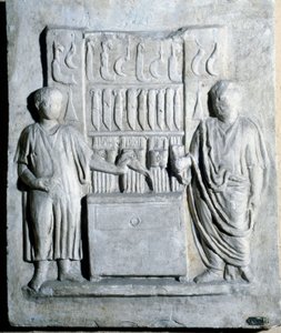 Bord van de messenwinkel in de Romeinse tijd