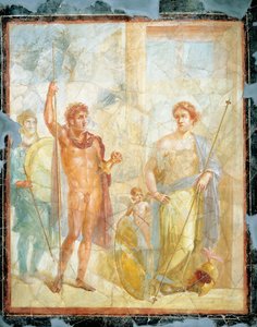 Het huwelijk van Alexander (Ares) en Stateira (Aphrodite), fresco in Regio 6 Insula Occidentalis 39, Pompeii