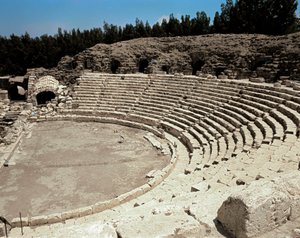 Uitzicht op het Romeinse theater van Scythopolis, 2e eeuw v.Chr.-4e eeuw n.Chr.