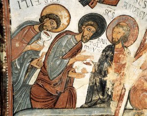 Romaans kunst: de apostelen Philip, Barthelemy en Andre door Romanesque
