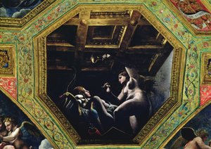 Kamer van Cupido en Psyche, Psyche die Cupido aanschouwt door Romano Giulio