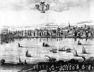 Een Uitzicht op de Rivier de Theems vanuit Southwark, 1650