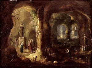 Grot met Beelden en Talrijke Figuren die Idolen Aanbidden (St. Simeon Stylites), c.1640