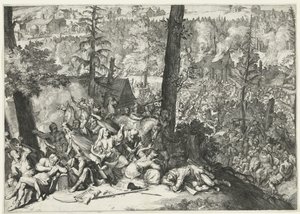 Overwinning van hertog Karel V van Lotharingen en markgraaf Lodewijk Willem van Baden-Baden op de Turken, 1687 door Romeyn de Hooghe (attributed to)