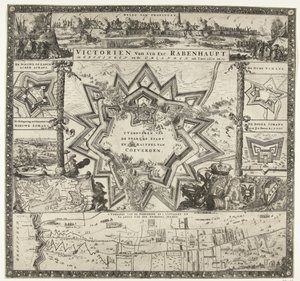 Overwinningen van Rabenhaupt in Groningen in de jaren 1672-1673 door Romeyn de Hooghe (attributed to)