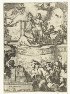 Titelpagina voor de Hollandsche Mercurius over het jaar 168(5?) door Romeyn de Hooghe (attributed to)