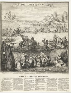 Spotprent op het nemen van de zilvervloot bij Vigo, 1702 door Romeyn de Hooghe (possibly)