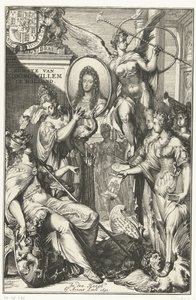 Allegorische frontispice met portret van Willem III door Romeyn de Hooghe