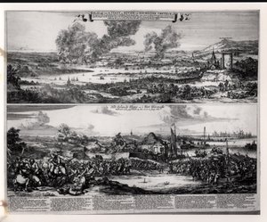 Nederlandse aanval op de rivier de Medway, 20 en 21 juni 1667, gegraveerd door Nicolas Visscher (1618-1709) door Romeyn de Hooghe