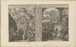 Geboorteviering van Mongolië; Diamantmijn door Romeyn de Hooghe