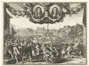 Moord op de gebroeders de Witt, 1672 door Romeyn de Hooghe