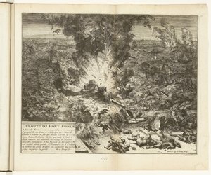 Opblazen van de schipbrug van Parma over de Schelde, 1585
